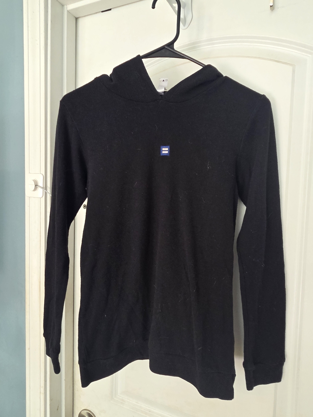Women's Sz Large Black Hooded Long-Sleeve Shirt Human Rights
